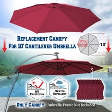 Replacement Canopy Cover for 10' Cantilever Patio Umbrella Offest Parasol Top Cover (Green)