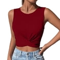 thumbnail image 2 of Ihhxva Women's Slim Fit Cropped Stretchable Crew Neck Twist Front Tank Top S-XL, 2 of 8