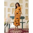 thumbnail image 3 of Mustard Polka Dot Belted Midi Dress in Viscose, 3 of 5