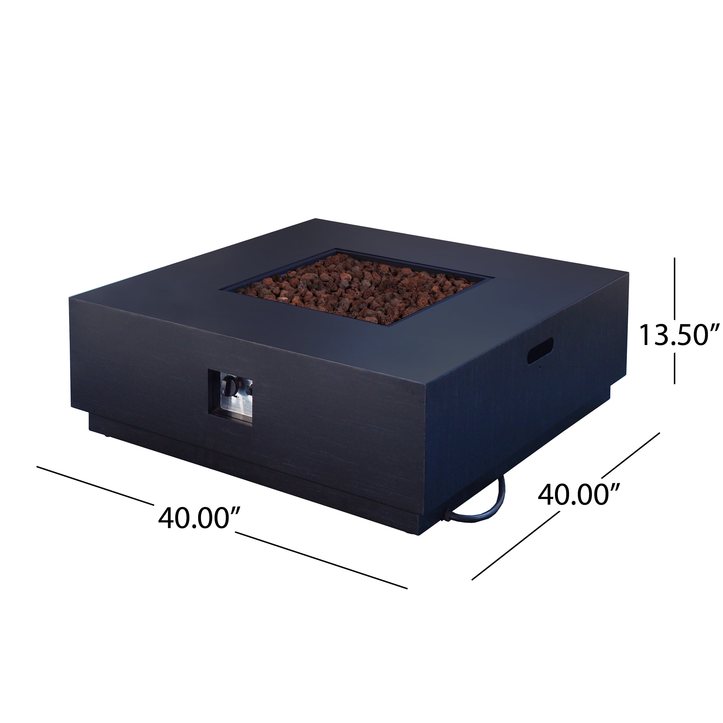 Outdoor Iron 40 Inch Square Fire Pit - 50,000 BTU,Dark Grey