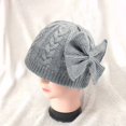 thumbnail image 6 of 0-12 Months Baby Girls Hat Bow Twist Pattern Infant Solid Color Knitted Beanie Cap for Party, 6 of 8