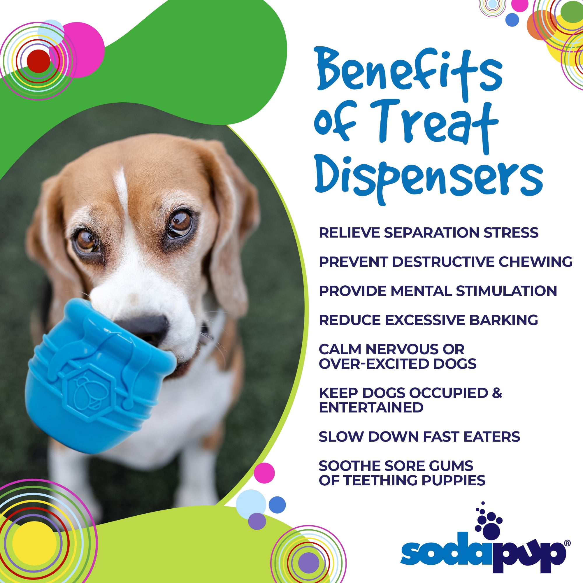 SodaPup Durable PUP-X Honey Pot Rubber eCupTreat Dispenser and Enrichment Toy, XL, Blue