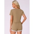 thumbnail image 3 of DARING DIVA 2 Pieces Lounge Lace Trim Short Sleeve Tops M Khaki, 3 of 6