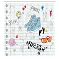 thumbnail image 3 of Ambesonne Hipster Shower Curtain, Drawings on a Notebook, 69"Wx84"L, Black Pale Blue Ginger, 3 of 3