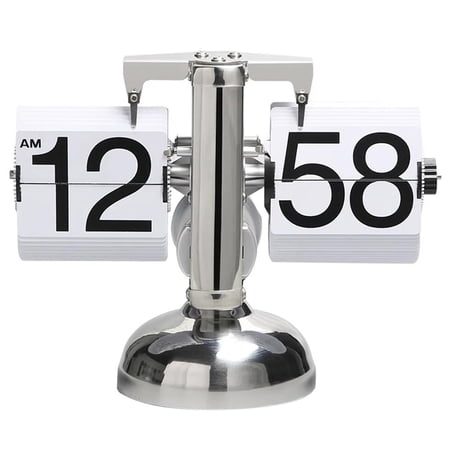 Vintage Flip Desk Clock, Metal Pendulum Table Clock for Home Office Decor