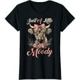 thumbnail image 2 of 100% Cotton Highland Cow Just A Little Moody Flower Funny Farm Farmer T-Shirt, 2 of 5