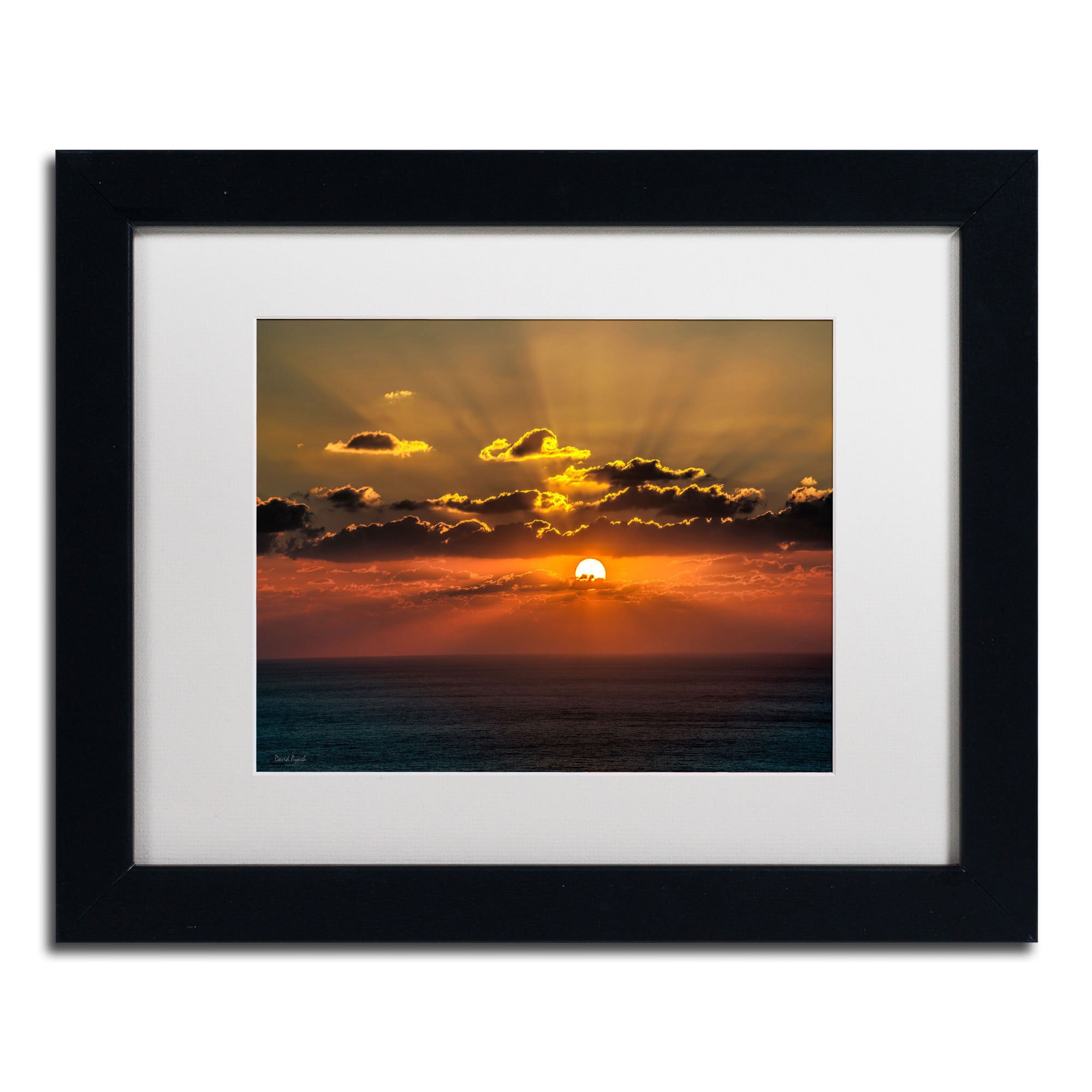 Trademark Fine Art "Mediterranean Sunset" Canvas Art by David Ayash, White Matte, Black Frame