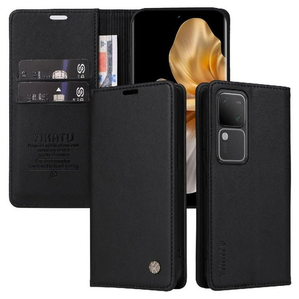 Funda para VIVO V30 5G/V30 Pro 5G Estuche de Cuero PU Tipo Cartera con Ranuras para Tarjetas y Cierre Magnético