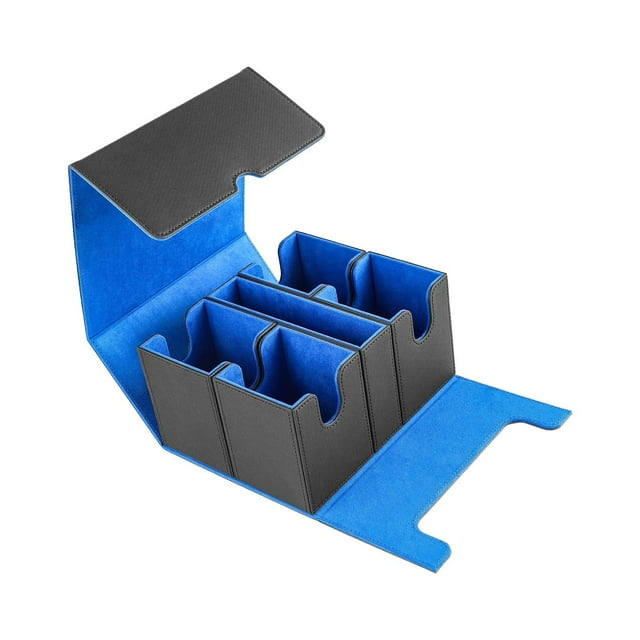 DYNWAVECA Boîte de Deck de Cartes à Collectionner Étui de Cartes Grande Capacité Porte-Cartes de Collection Premium Protecteur Conteneur pour Cartes de Collection TCG Noir Bleu