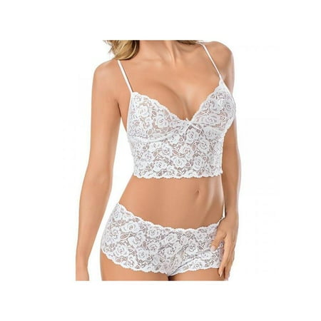 

Sinhoon Women Sexy Lace Bra and Panty Set Bralette Lingerie 2 Piece Babydoll Bodysuit S-3XL