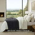 thumbnail image 2 of EVERGRACE Soft Chenille Throw Blanket for Couch, Cozy Plush Fuzzy Decorative Chenille Knit Throw Blanket with Tassels, Lightweight Blanket and Throws for Bed Sofa Gift Home Decor, Iron Black 50"x60", 2 of 8