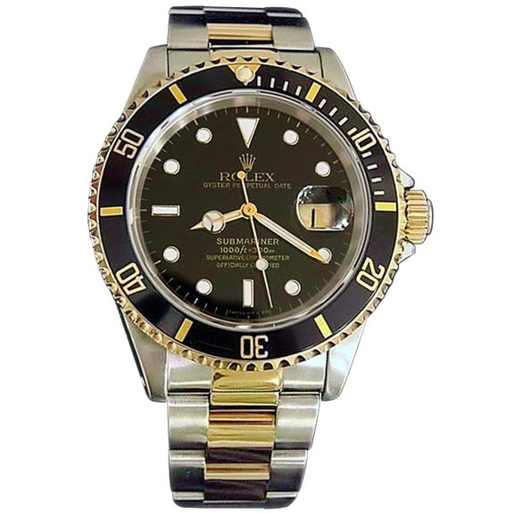 Pre-Owned Mens Rolex Two-Tone 18K/SS Submariner Black 16613
