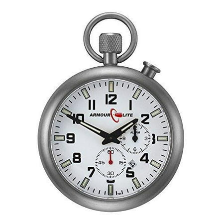 ArmourLite Alarm Clock Pocket Watch With Stand - White Dial - Stainless Steel