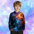 thumbnail image 6 of ZXLBBD Girls Galaxy Print Hooded Sweatshirts Soft Long Sleeve Pullover with Front Pockets for Kids Outerwear Versatile Trendy Casual Dailywear, 6 of 7