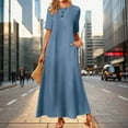 thumbnail image 2 of Kureaily Women's 2024 Summer Short Sleeve Maxi Dress Casual Crewneck Swing A Line Long T Shirt Dress With Pockets Short for Women Womens Long Sleeve Casual Dress, 2 of 8