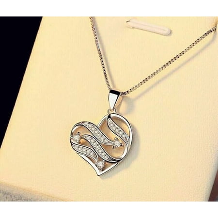 Jewelry Hub 2 Ct. Round Cut Simulated Diamond Women's Pendant, 14K White Gold Plated Sterling Silver, 18 in Chain
