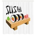 thumbnail image 3 of Ambesonne Wasabi Shower Curtain, Sushi Wooden Folk Food Plate, 69"Wx70"L, Multicolor, 3 of 5