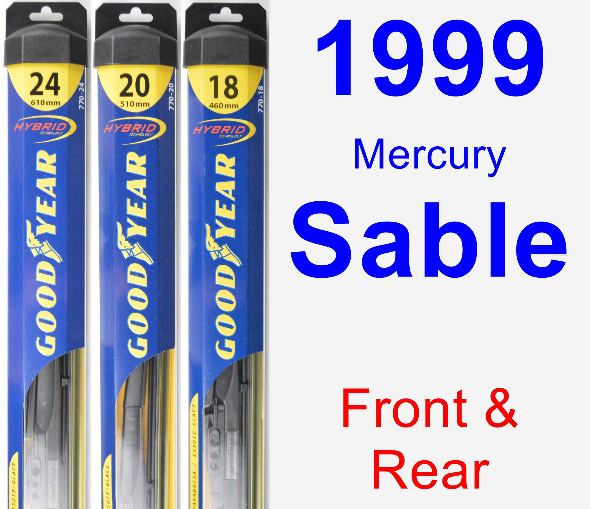 1999 Mercury Sable Wiper Blade Set/Kit (Front & Rear) (3 Blades