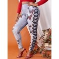 thumbnail image 1 of Talla grande 3D Butterfly Lace-Up Print Jeggings Rosegal Leggings de talla grande, 1 of 5