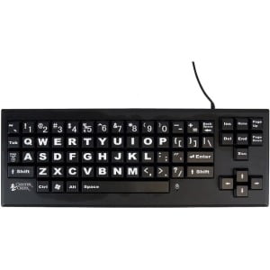 Ablenet VisionBoard Large Key Keyboard Wireless, Black Print on 1-in/2.5-cm White Keys - Wireless Connectivity - USB Interface - Compatible with Computer (Mac, Windows) - Black,