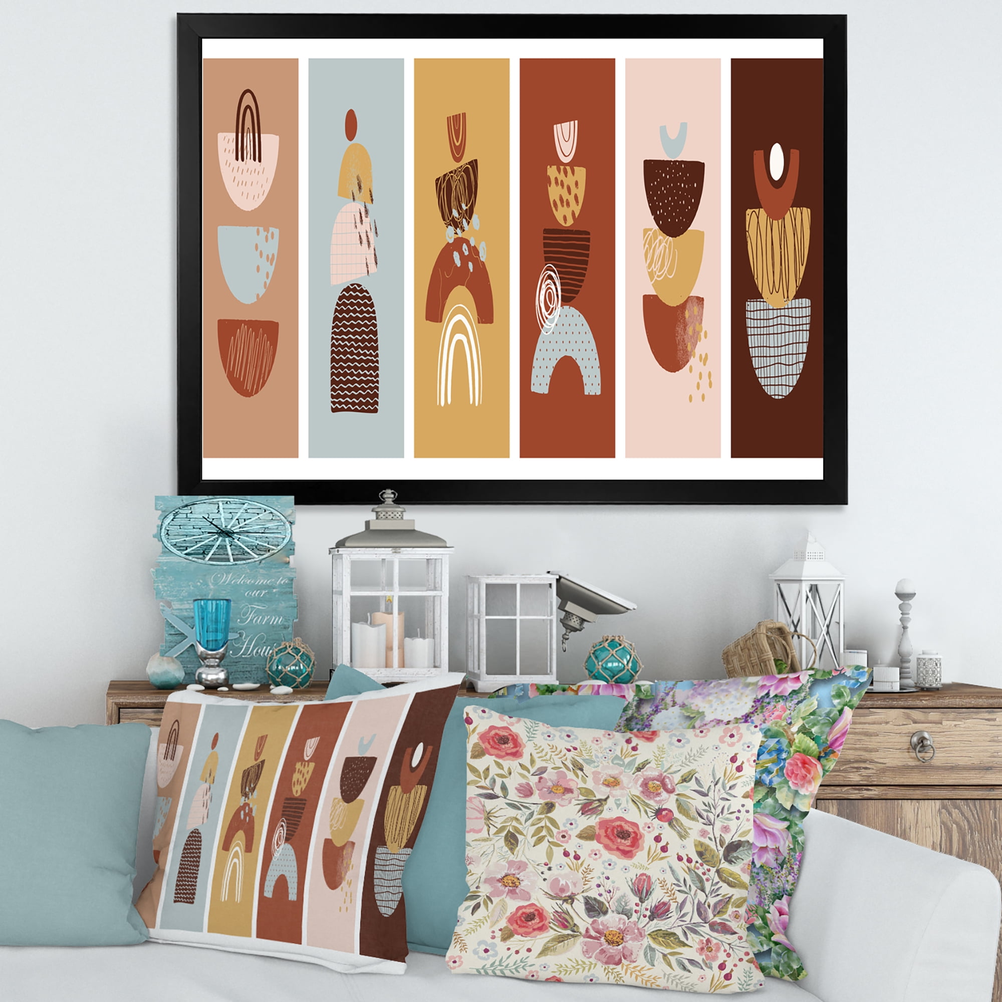 Designart 'Compostion Minimalistic of Organic Shapes II' Modern Framed Art Print