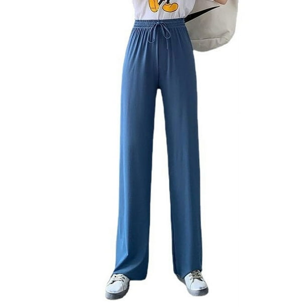 Pantalones anchos de seda de hielo para mujer, pantalones holgados - Main Image