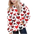 thumbnail image 1 of Sudadera con capucha para niña, para el Día de San Valentín, con estampado de color, de manga larga, informal, deportiva, con capucha, de manga larga, con inserciones en los hombros, blusa de poliéste, 1 of 6