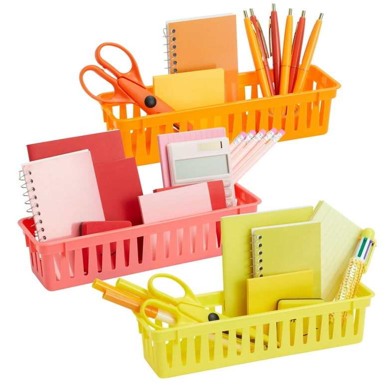 12-Pack Plastic Storage Baskets for Office Drawer, Classroom Desk