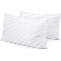 Egyptian Cotton Travel Pillowcase Set of 2, 12x16 Inch Zipper ClosurePillow Cover, 600 Thread Count Soft Breathable White Stripe