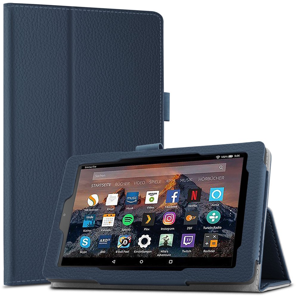 Infiland Folio Smart Case Cover for AllNew Amazon Fire 7 Tablet 7th Gen 7" Tablet, Navy