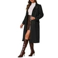 thumbnail image 4 of INSPIRE CHIC Faux Suede Trench Coat for Women's Notched Lapel Double Breasted Belted Long Sleeves Coats XL Black, 4 of 6