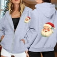 thumbnail image 2 of Telankuip Women's 2025 Christmas Oversized Zip-Up Hoodies Fall Winter Warm Comfy Long Sleeve Sweatshirts Cute Santa Claus Printed X-Mas Holiday Full Zipper Hooded Jacket Grey M, 2 of 8
