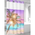 thumbnail image 4 of Coastal No Hook Shower Curtain Waterproof, Bathroom Curtains with Snap in Liners and See Through Top Window, Ocean Palm Tree Summer Beach Purple Blue Hotel Style Bathtub Curtains Shower 36"Wx72"L, 4 of 8