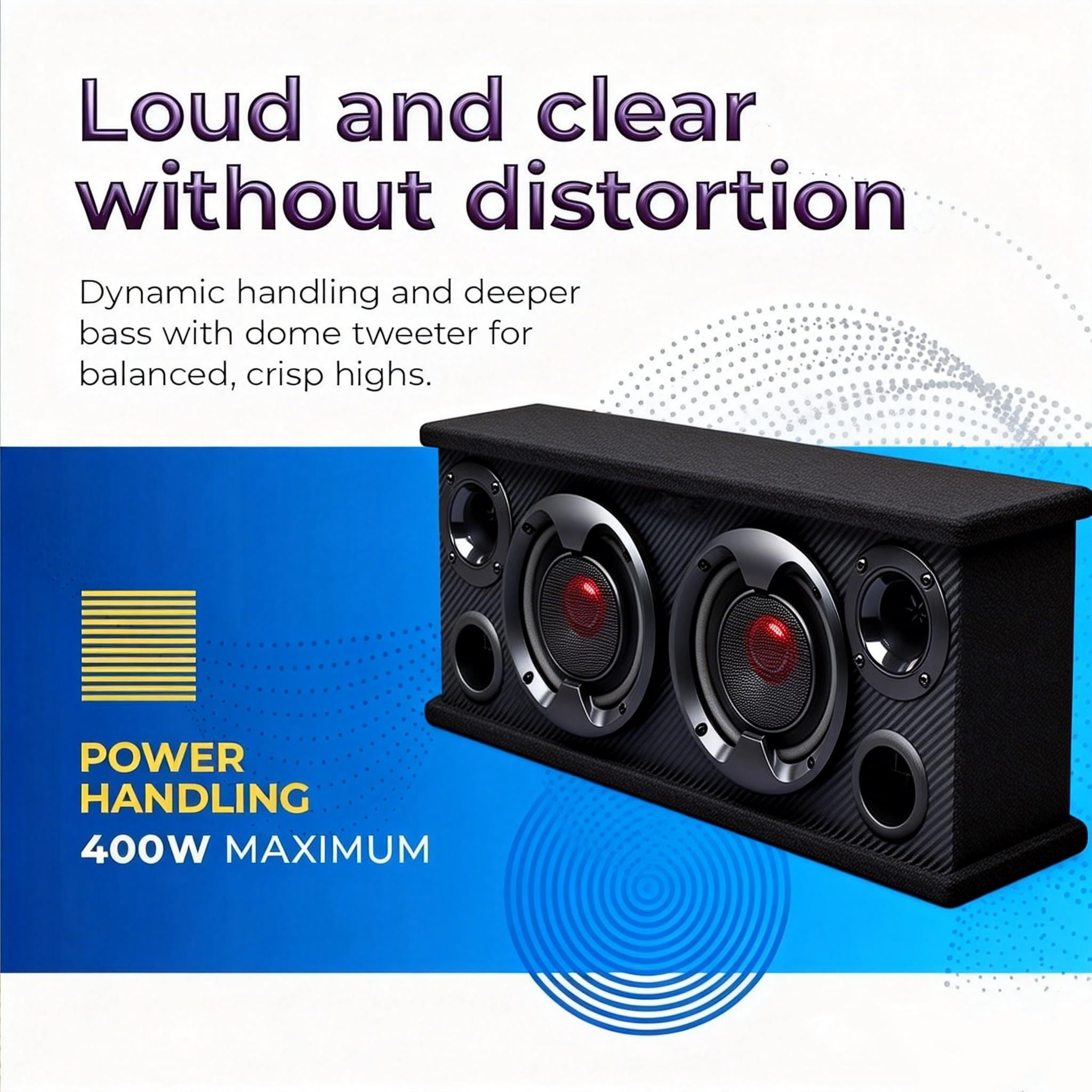 6.5 Speakers, 400 watt 2-Way Car Speakers,Speaker System Full Range, Door Speaker,Car Audio Tweeters, 4 Ohm,Wide Frequency Response,Enhanced Bass,Coaxial Car Stereo