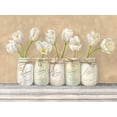 thumbnail image 2 of Jenny, Thomlinson 14x12 Black Ornate Wood Framed with Double Matting Museum Art Print Titled - White Tulips in Mason Jars, 2 of 4