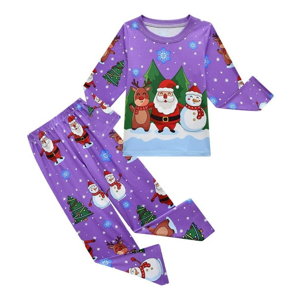 Pijamas de Navidad para bebés y niñas, conjunto de pijamas de Navidad de Santa Claus, de algodón, ropa de dormir para niños pequeños de Año Nuevo, conjunto informal