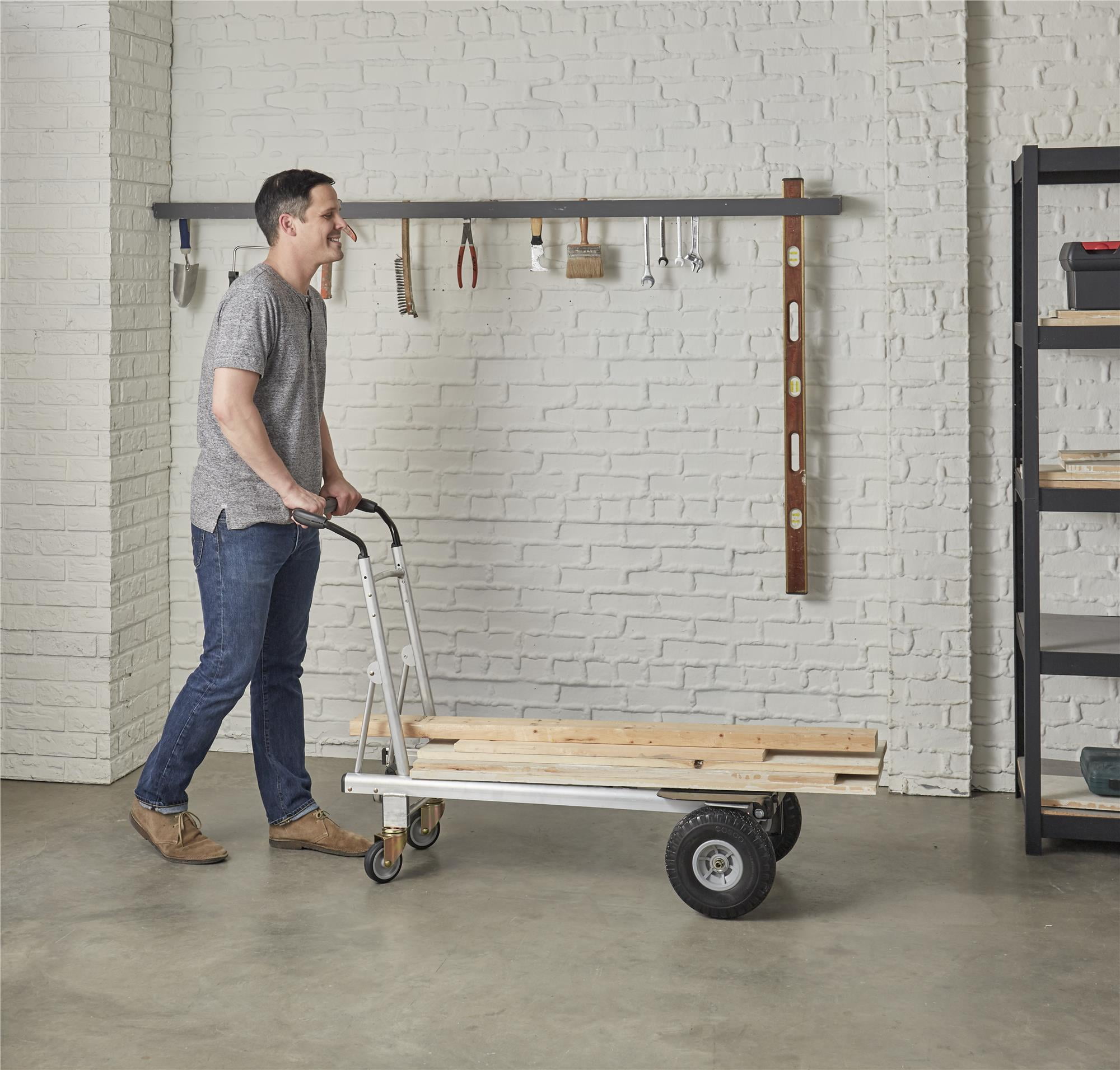 COSCO 3-in-1 Hybrid Convertible Hand Truck, Converts to Platform Cart with Foldable Toe Plate, 800/1000 lb Capacity, Durable Dolly with Aluminum/ Steel Frame, Black