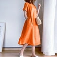 thumbnail image 4 of Summer Dresses for Women, Dresses for Women,Women's Casual Short Sleeve Elastic Waist Dress Round Neck Solid Loose Flowy Comfortable Summer Outfit, 4 of 6