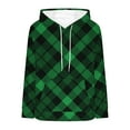 thumbnail image 4 of Fuzzy Hoodies for Women Classic Plaid Hooded Sweatshirt Pocket Sherpa Fleece Loose Sweater Pullover Christmas Tops (XL, Green A), 4 of 5