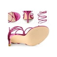 thumbnail image 2 of BLISSFUL STEP Lace Up Slingback Strappy Stiletto Heels Sandals for Women Hot Pink 9, 2 of 5