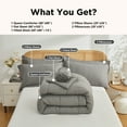 thumbnail image 5 of YEPCLUB 7-Piece Queen Size Comforter Set,Grey Reversible Bed in a Bag,All Season Solid Bedding Set with Sheets,Pillowcases & Shams, 5 of 6