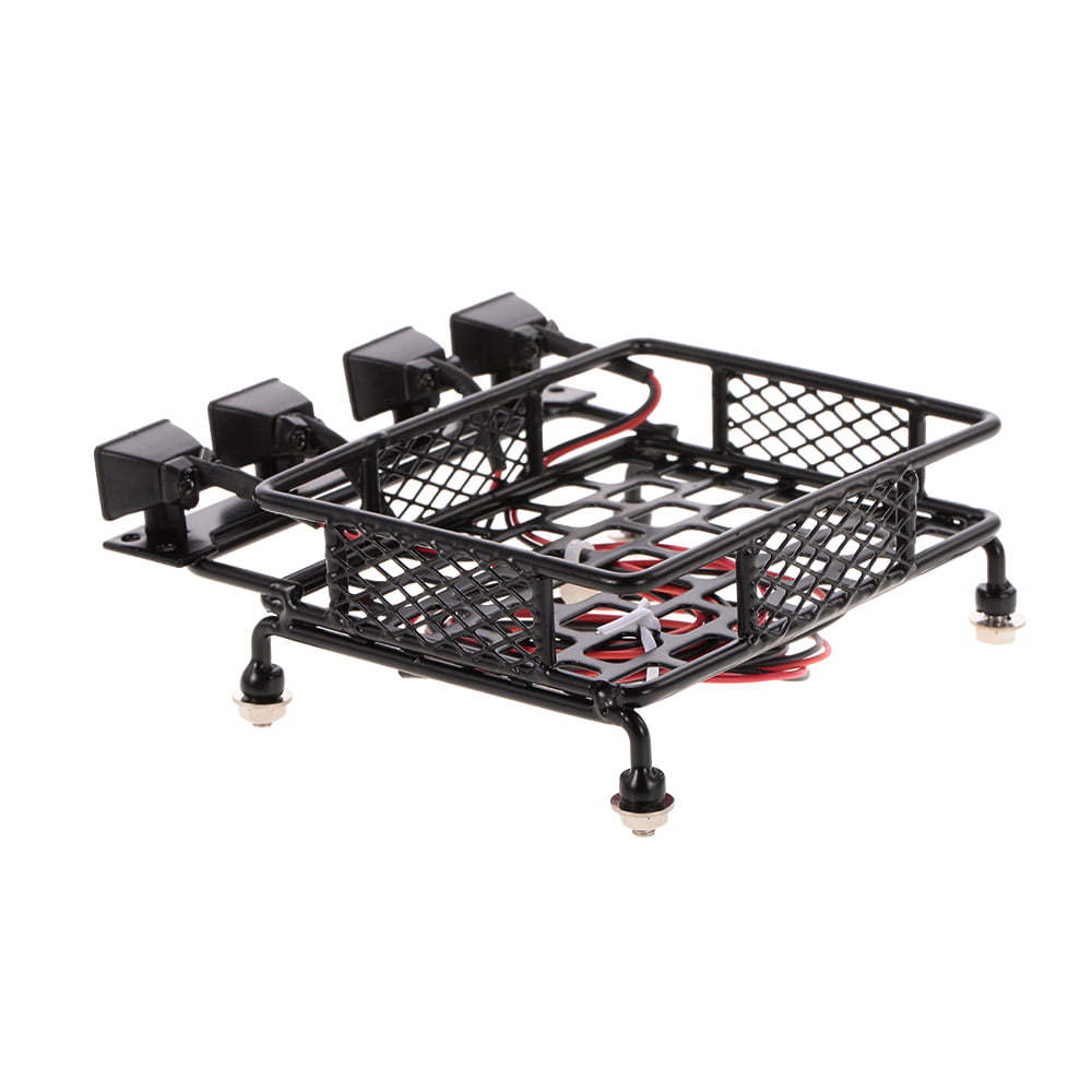 Festnight Roof Rack Luggage Carrier with Light Bar for 1//10 RC Crawler Axial SCX10 D90 110 Traxxas TRX-4 Tamiya HSP RC Car Parts