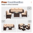 thumbnail image 5 of Techmilly Patio Furniture Set with Fire Pit Table, Outdoor Patio Sofa Set With Wide Armrest, All-Weather Wicker Rattan Guest Set With Cushion And Glass Table And Waterproof Cover, Brown&Khaki, 5 of 8