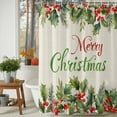 thumbnail image 4 of Merry Christmas Shower Curtain, Holly Leaves Red Berries Xmas Pine Needles Waterproof Fabric Shower Curtains with 12 Hooks, Bathroom Curtain Set for Bathroom Accessories Decor, 36 x 72 Inches, 4 of 9