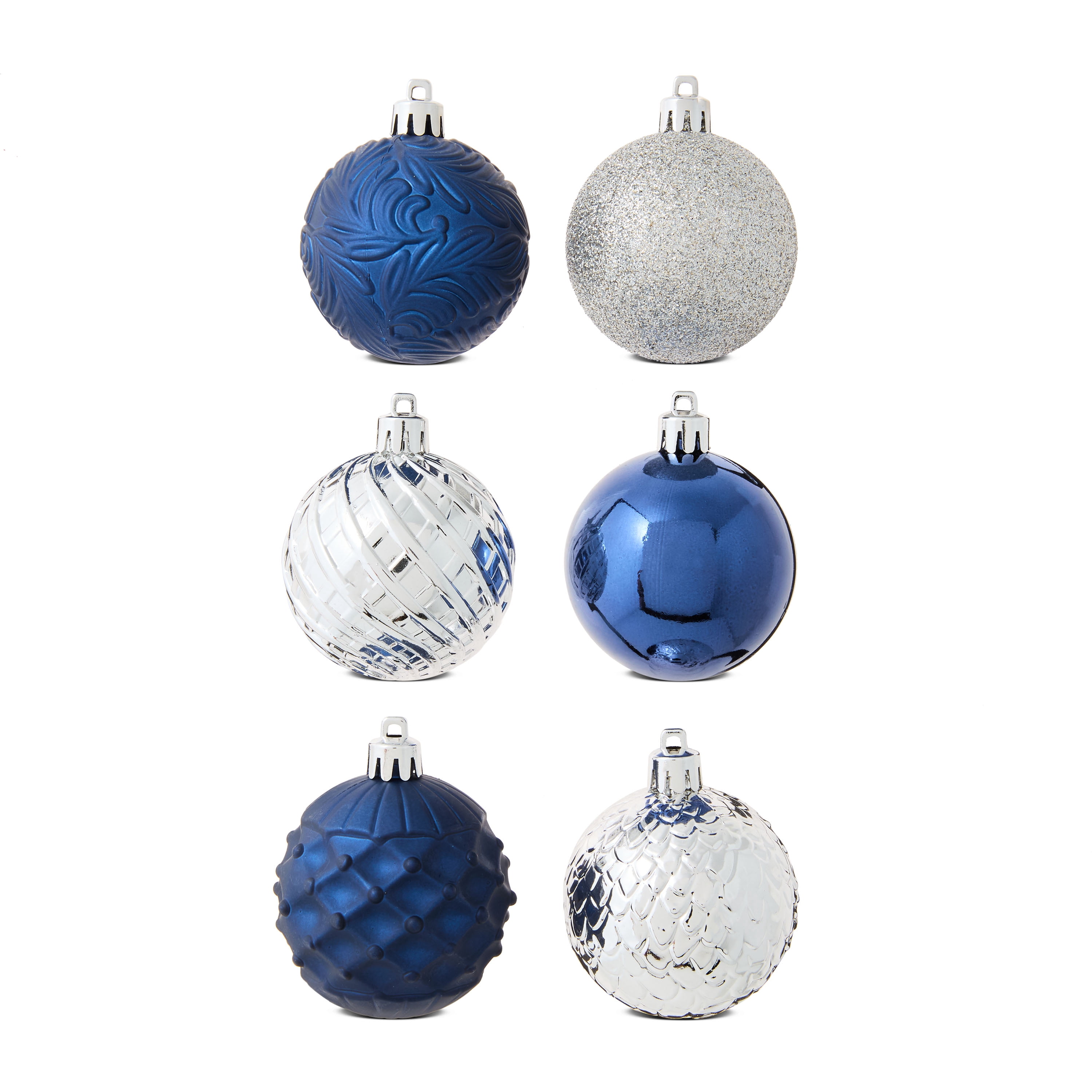 24-Count Navy and Silver Shatterproof Ball Christmas Ornaments, 2.36 in, by Holiday Time