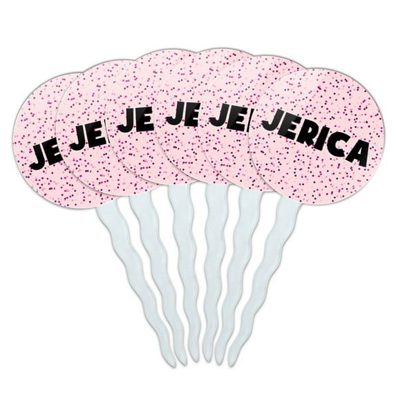 Jerica Cupcake Picks Toppers - Set of 6 - Pink Speckles