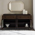 thumbnail image 3 of Walker Edison Transitional Sideboard with 4 Fluted Glass Doors, Dark Brown Oak, 3 of 10