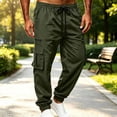 thumbnail image 2 of Men's Cargo Joggers Pants Elastic Waist Drawstring Trousers with Pockets for Casual Athletic Wear, 2 of 7