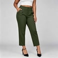 thumbnail image 3 of Costeam Womens High Waisted Straight Leg Ankle Pants with Side Slant Pockets Button Zip Belt Loops Stretch Wrinkle Resistant Tailored Smooth Drape Cropped Dress Trousers, 3 of 8