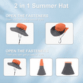 thumbnail image 6 of Kids Sun Hat, Wide Brim Bucket Hat for UV/Sun Protection, Foldable Cowboy Hats with Ponytail Hole, Cooling Mesh Fishing Hat for Beach Outdoor, Orange & Dark Gray, 6 of 10